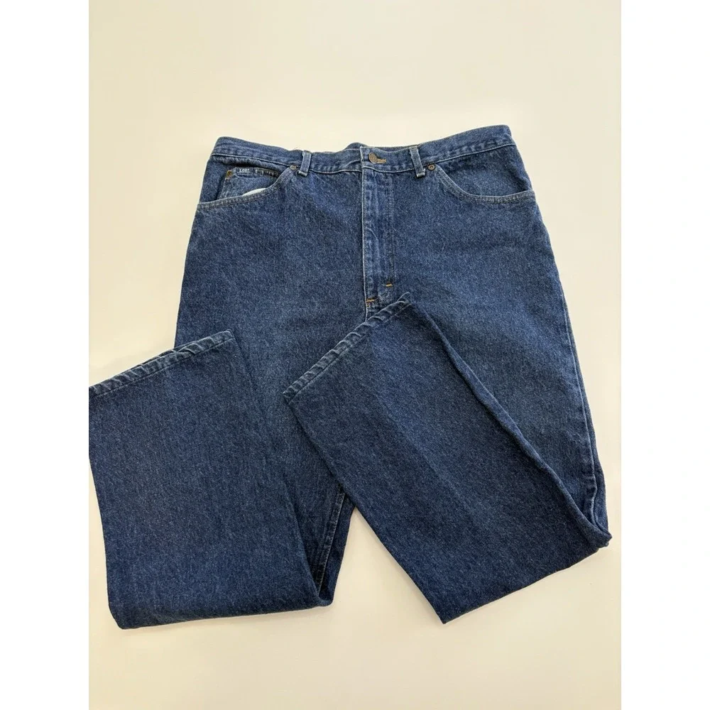 VTG 90s Lees Denim Jeans Rugged Workwear SZ 38x32 Blue
